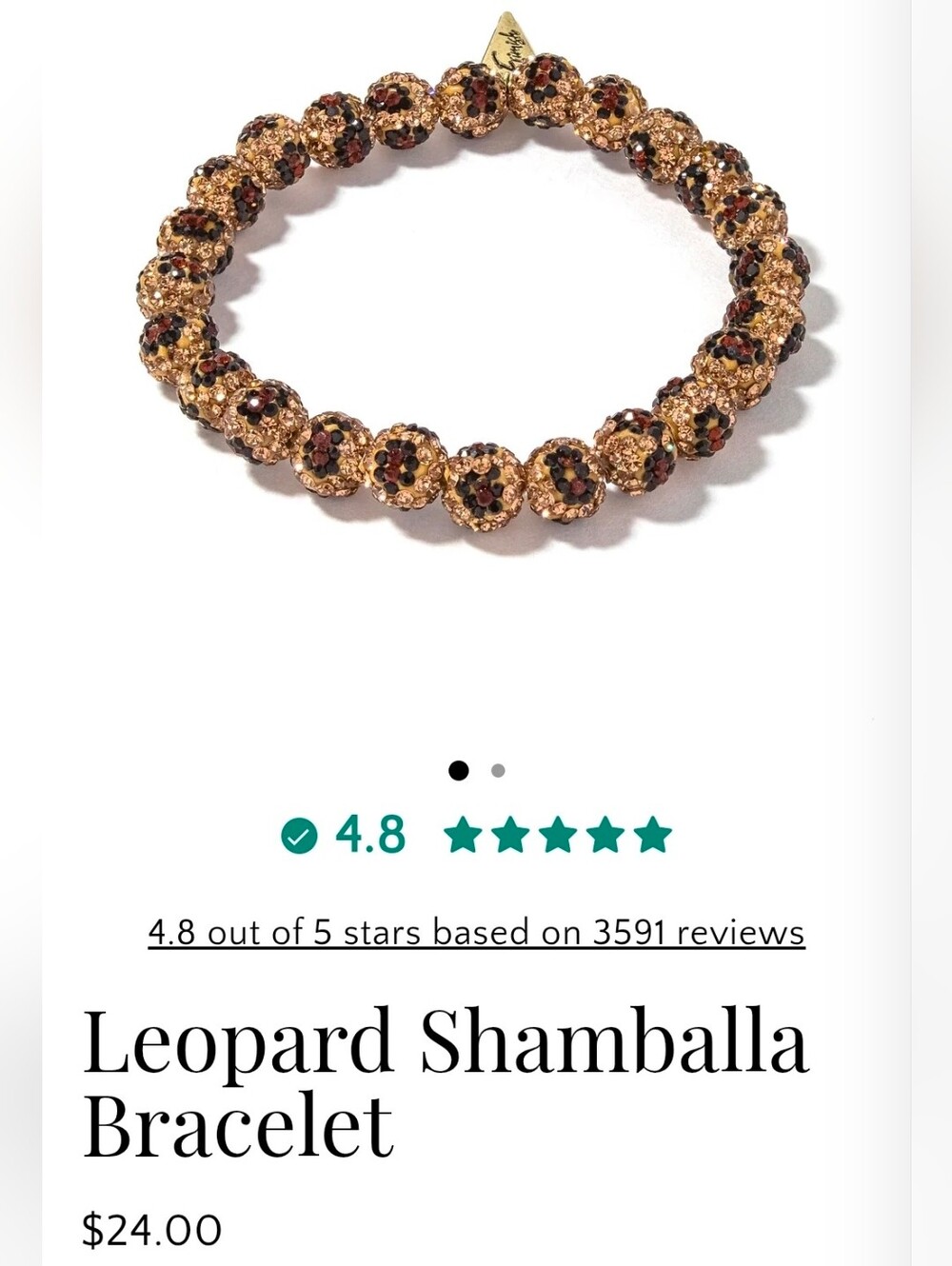 GENTLY PRE-LOVED Erimish Leopard Shamballa Bracelet - Gold and Brown #356